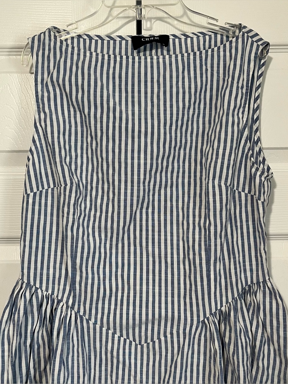 Cider XL women’s blue and white striped sleeveless dress - Picture 3 of 7